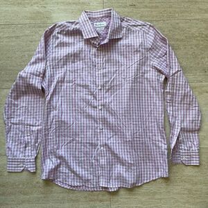 Robert Graham Shirt Mens 46 18 Large  Pink Checkered Button Up‎